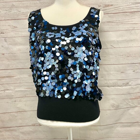 St. John Tops - St. John Black Label Sequin silk cotton blend Top